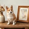 Custom Pembroke Welsh Corgi wool felt statue, realistic handmade pet replica with photo comparison, personalized memorial keepsake