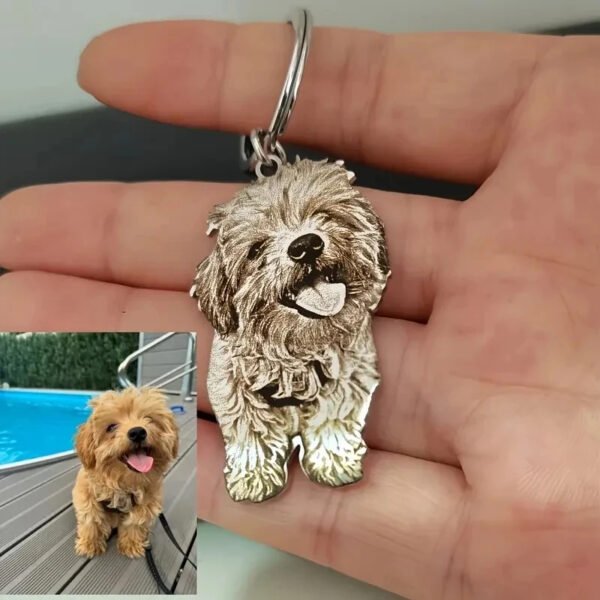 Personalized Pet Photo Keychain, Custom Dog & Cat Memorial Pendant, Pet Sympathy Gift