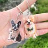 Custom acrylic pet photo keychain, personalized dog cat portrait charm, custom printed pet memorial keyring gift
