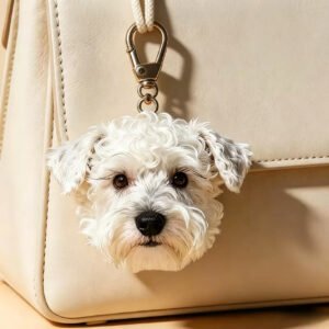 Custom realistic needle felted pet portrait keychain bag charm, personalized handmade cat and dog photo hanging pendant, custom pet memorial keepsake accessory gift for pet owners