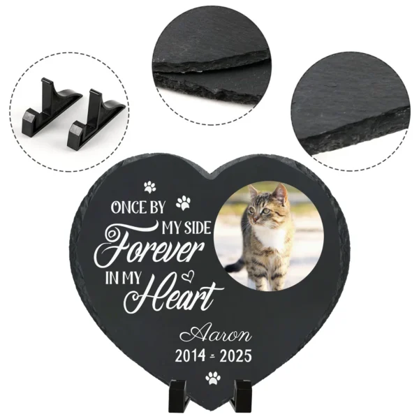 Personalized Pet Memorial Stone,Custom Cat Grave Marke Plaque With Photo&Name,Garden Slate Tombstone Pet Loss Remembrance Gift 6