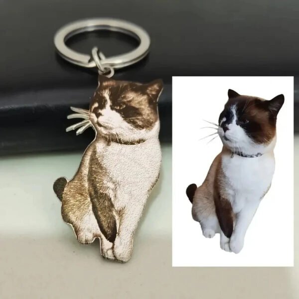 Custom Cat Memorial Keychain, Personalized Pet Photo Pendant, Cat Sympathy Remembrance Gift
