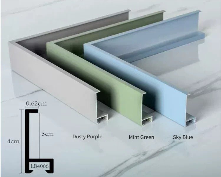 Pastel Color Aluminum Frame Profile Sample, Multi-color Metal Border for Custom Layered Acrylic Pet Portrait