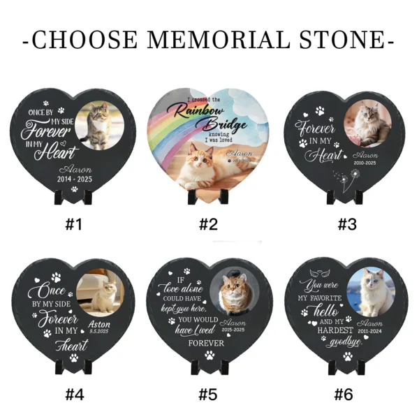 Personalized Pet Memorial Stone,Custom Cat Grave Marke Plaque With Photo&Name,Garden Slate Tombstone Pet Loss Remembrance Gift 4