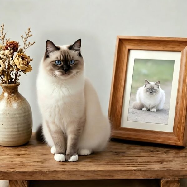Custom needle felt full-body cat figurine, handmade wool cat memorial sculpture keepsake