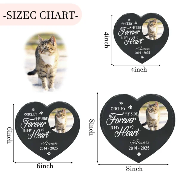 Personalized Pet Memorial Stone,Custom Cat Grave Marke Plaque With Photo&Name,Garden Slate Tombstone Pet Loss Remembrance Gift 5