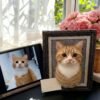 Handmade custom wool felt shorthair cat framed portrait, personalized pet memorial shadow box crafted from your cat’s photo, lifelike realistic fur keepsake home decoration