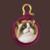 Custom hand painted 3D full leather pet portrait keyring, personalized handmade cat memorial keepsake accessory