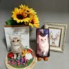 Natural raw wool material for handmade needle felt cat figurine