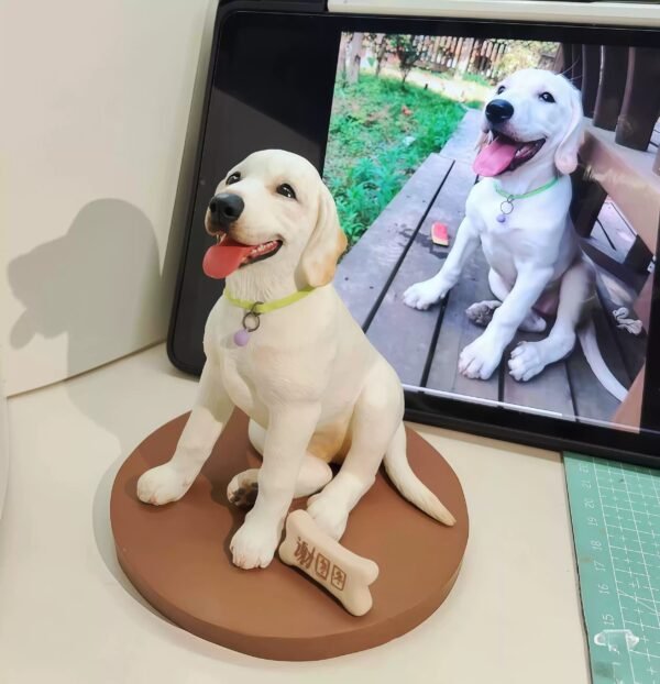 Custom 3D printed pet figurine made from photo, personalized pet sculpture