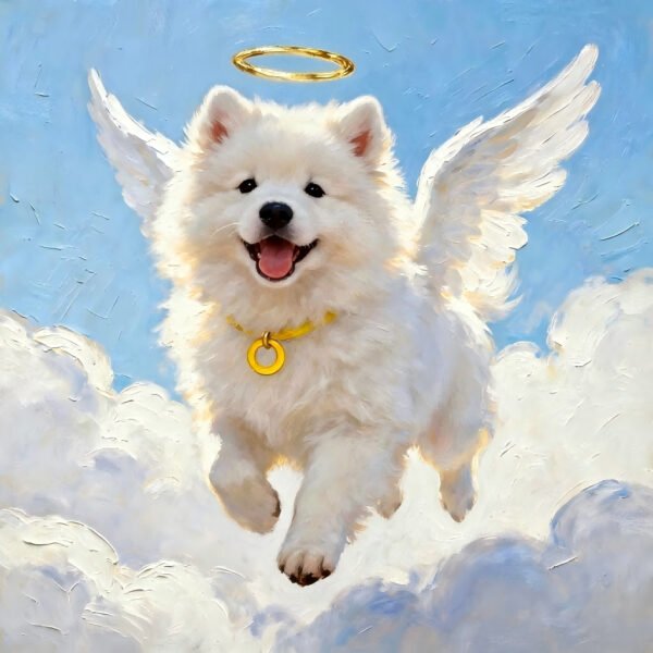 Angel Memorial Pet Portrait - Custom Dog/Cat Artwork with Angel Wings