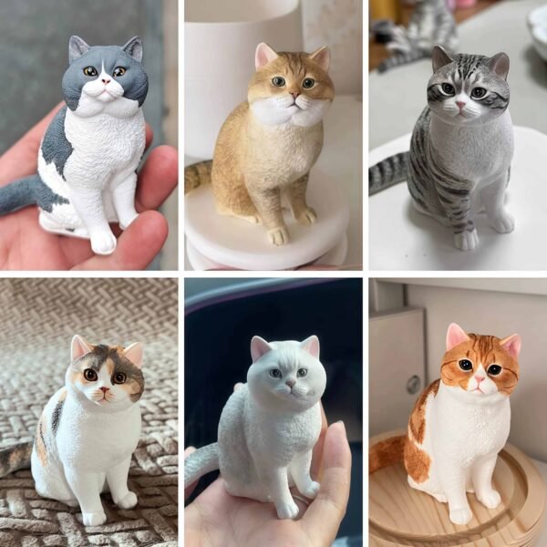 Custom 3D printed cat figurines, personalized pet sculptures made from photos