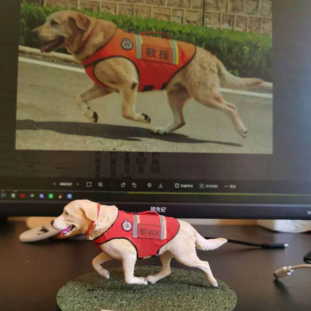 Custom 3D printed dog figurine based on video, personalized pet sculpture from footage