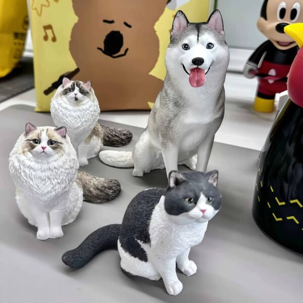 Custom 3D printed pet figurines, personalized dog and cat sculptures made from photos