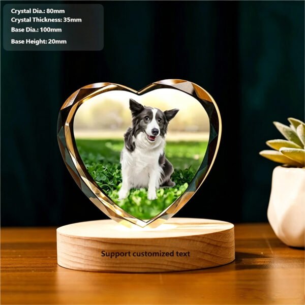 Hearet A Faceted Crystal Printed colorful Photo Plaque with Wooden Base