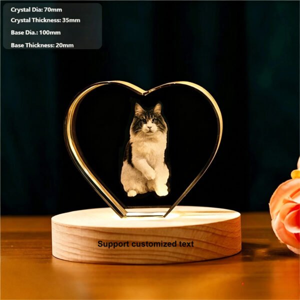 Hearet B Crystal Engraved Photo Plaque with Wooden Base