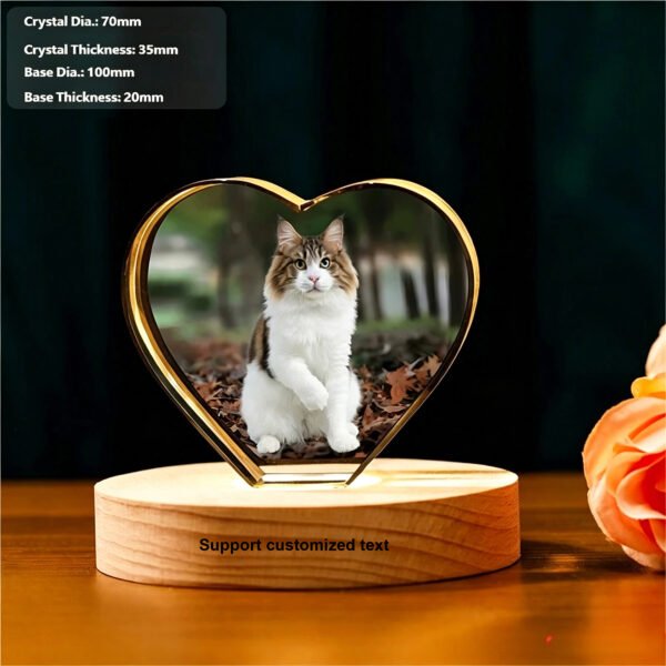 Hearet B Crystal Printed colorful Photo Plaque with Wooden Base