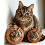 Custom hand carved full leather 3D pet portrait keychain, personalized handmade pet memorial keepsake gift