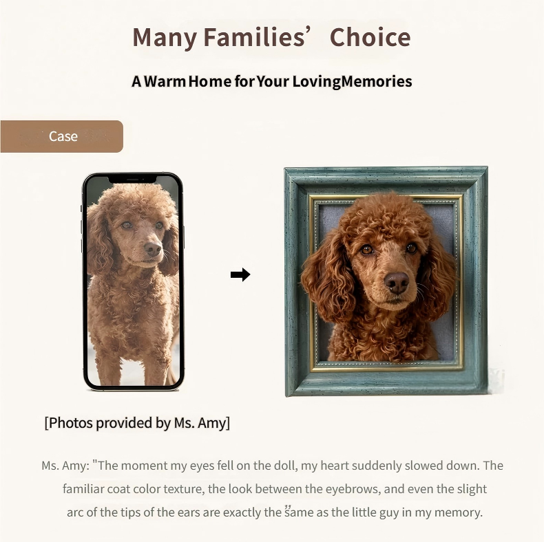 Custom wool felt Poodle dog portrait frame, before-after pet photo to handmade realistic felt statue, personalized pet loss memorial home decor gift