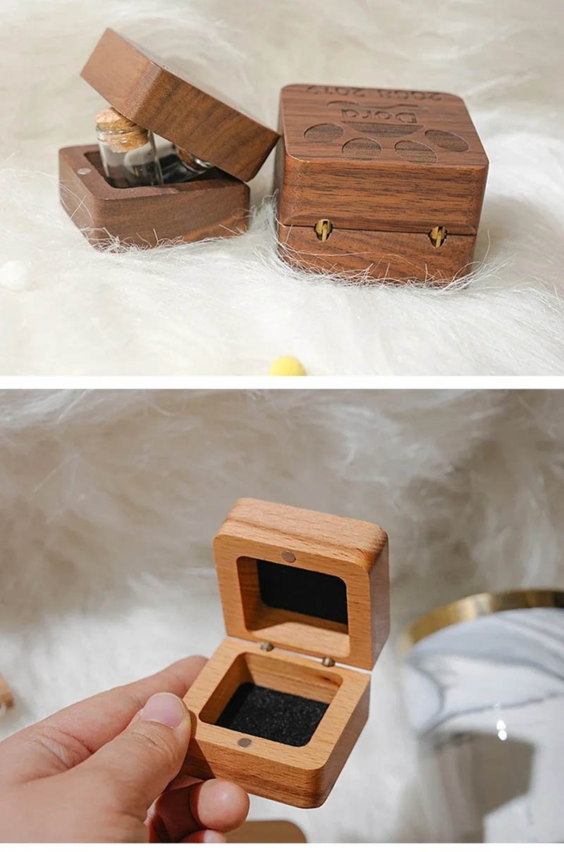 Custom Handcrafted Wood Pet Fur Memorial Keepsake Box with Mini Glass Vials, Custom Engraved Storage Box for Pet Hair, Teeth, Nails & Ashes, Pet Loss Remembrance Sympathy Gift