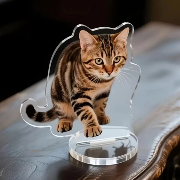 Custom cat photo acrylic standee, personalized pet portrait desktop display stand, pet memorial keepsake decor