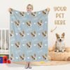 Lifestyle main photo of custom pet photo throw blanket, personalized dog cat portrait fleece memorial blanket for home decor