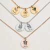 Custom Personalized Pet Photo Engraved Disc Necklace, Stackable Multi Dog Cat Portrait Pendant Jewelry, Gold Silver Rose Gold Dainty Pet Memorial Keepsake Necklace Gift for Pet Lovers
