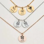 Personalized Pet Portrait Disc Necklace Multi Pendants Custom Personalized Pet Photo Engraved Disc Necklace, Stackable Multi Dog Cat Portrait Pendant Jewelry, Gold Silver Rose Gold Dainty Pet Memorial Keepsake Necklace Gift for Pet Lovers