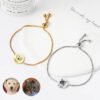 Adjustable Custom Pet Portrait Bracelet Two Finishes Gold Silver Stainless Steel, Personalized Laser Engraved Pet Photo Memorial Wrist Jewelry For Dog Cat Lovers