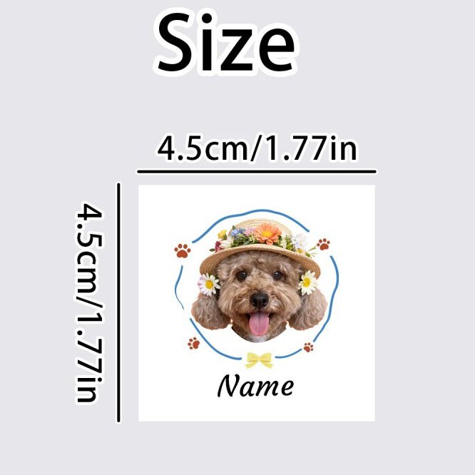 Custom Pet Portrait Temporary Tattoo Sticker, Personalized Dog Cat Photo Tattoo With Name