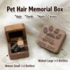 Personalized Walnut Pet Hair Memorial Keepsake Box Custom Engraved Photo Storage Box for Dog Cat Fur Teeth Ashes Remembrance Gift