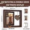 360 Rotating Double Sided Wooden Pet Memorial Photo Frame, 4x6 Custom Dog Cat Remembrance Picture Frame with Engraved Heart Tag, Pet Loss Keepsake Gift Size Chart