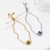 Gold Silver Adjustable Pet Portrait Bracelet, Custom Laser Engraved Stainless Steel Pet Photo Memorial Wrist Jewelry For Cat & Dog Lovers