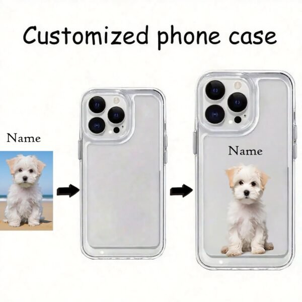 Customization guide for personalized pet photo phone case, upload your pet picture to make custom clear phone cover