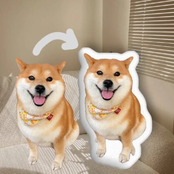 Custom pet pillow customizing guide, upload your dog cat photo to create unique full body 3D shaped portrait plush pillow