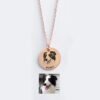 Personalized Single Disc Pet Photo Engraved Necklace, Custom Rose Gold Dog Portrait Round Pendant, Minimalist Dainty Pet Memorial Keepsake Jewelry Gift for Pet Lovers