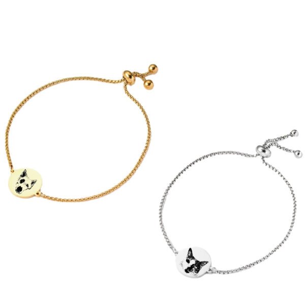 Personalized Pet Portrait Bracelet, Custom Memorial Jewelry, Adjustable Stainless Steel Pet Photo Bracelet, Unique Birthday Christmas Gift For Dog Cat Pet Lovers