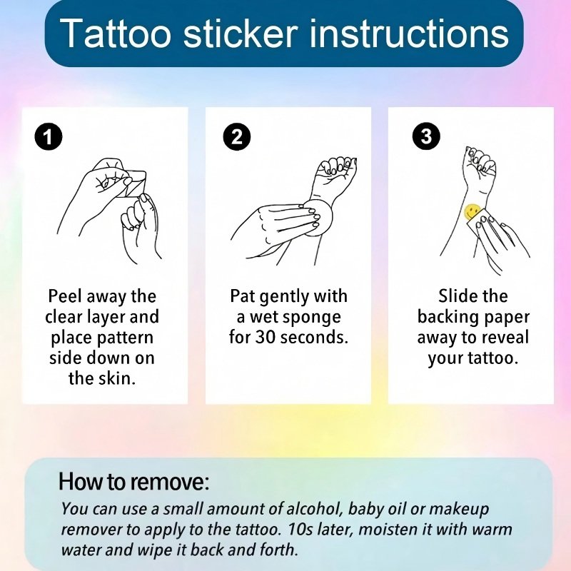 Step-by-step instructions for applying and removing custom pet temporary tattoo stickers, waterproof tattoo usage guide
