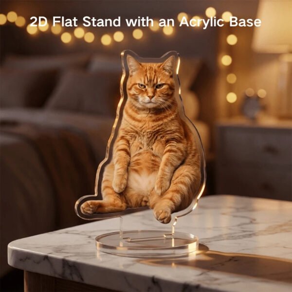 Custom orange cat photo acrylic standee, personalized pet portrait desktop display ornament, pet memorial keepsake