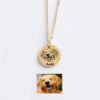 Personalized Single Gold Disc Pet Photo Engraved Necklace, Custom Dog Portrait Round Pendant, Dainty Minimalist Pet Memorial Keepsake Jewelry Gift for Dog Mom