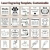 Custom Laser Engraving Templates for Pet Memorial Box, Personalizable Paw, Animal, Name & Date Pattern Stencils for Dog Cat Keepsake Wooden Storage Box