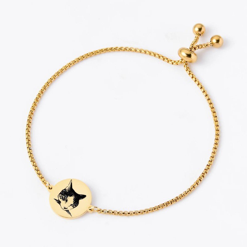 Personalized Pet Portrait Bracelet, Custom Memorial Jewelry, Custom Laser Engraved Stainless Steel Pet Photo Memorial Wrist Jewelry For Dog Cat Mom